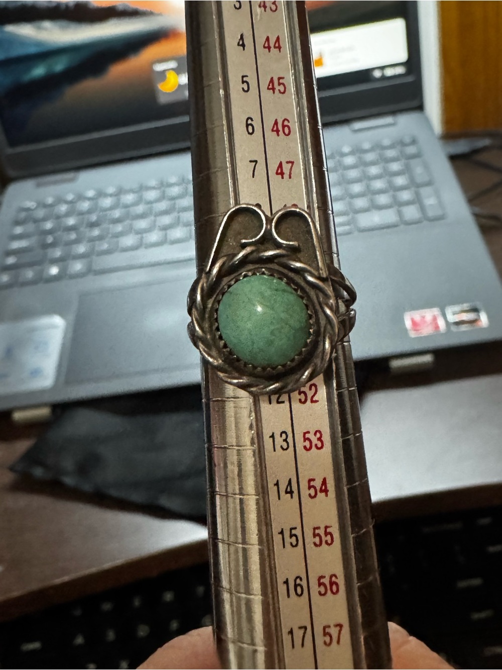 Sterling-Style Silver Ring with Green Stone Accent